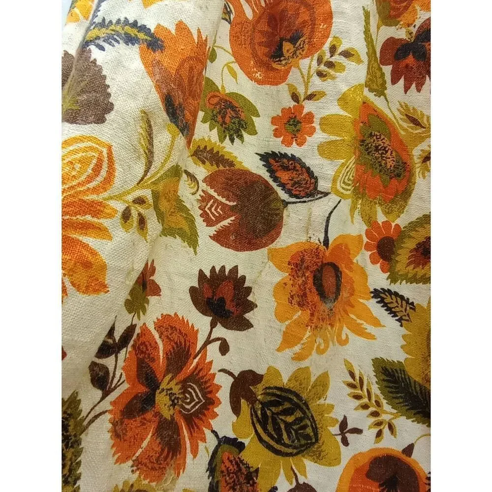 Vintage Dupont 100% linen, groovy pinch pleat curtain panel, please read